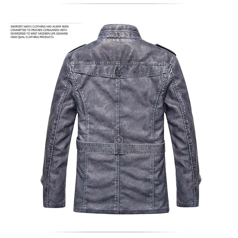Gothic jacket rear view showing back waist strap and stitching detail