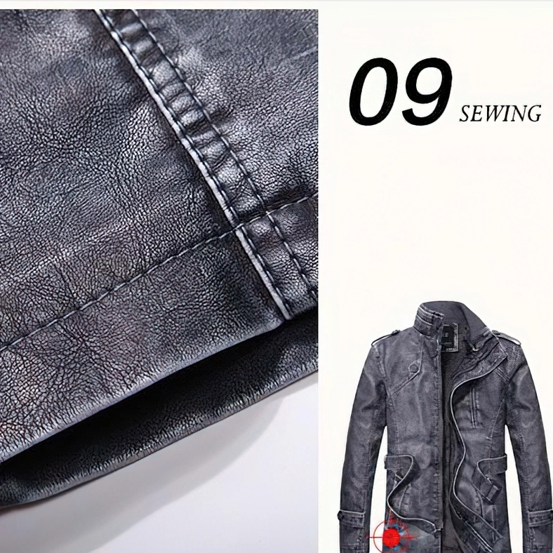Gothic PU leather jacket texture and finish detail vintage washed