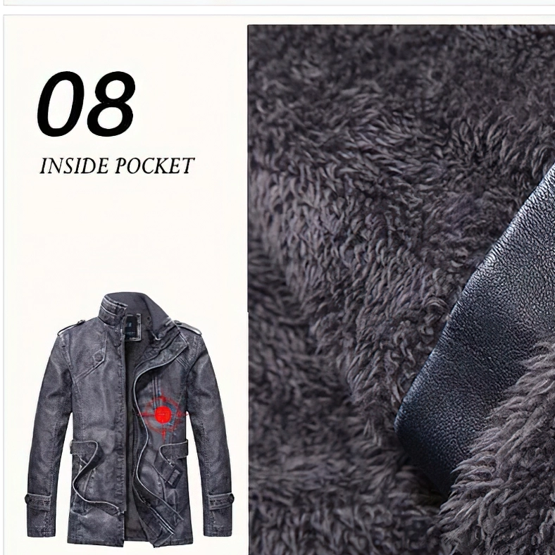 Men's gothic jacket zipper and collar hardware detail close-up