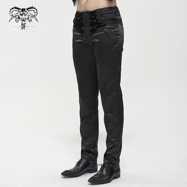 Black gothic lace-up cargo pants showing versatile styling options for underground fashion and alternative wear