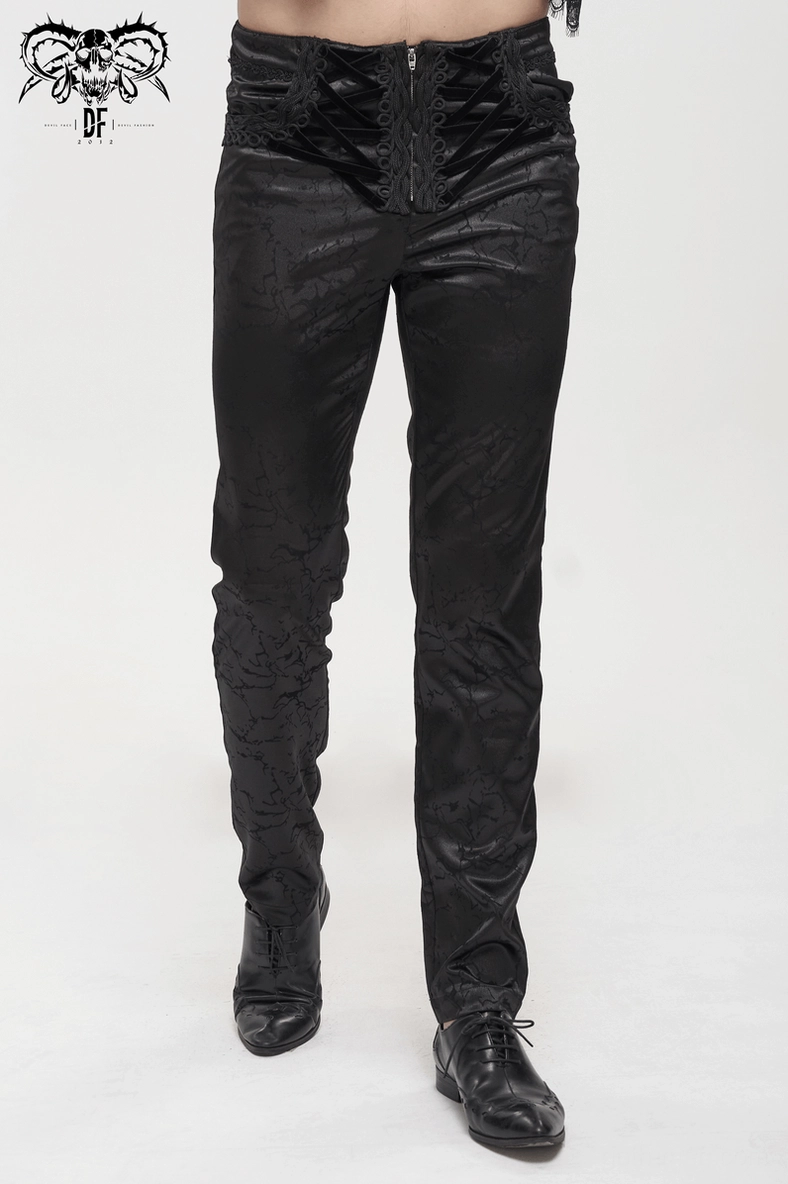 Black gothic lace-up cargo trousers complete outfit view showing how to style with alternative fashion accessories