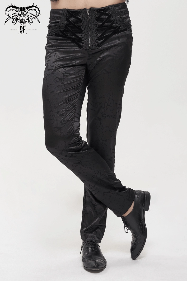 Black gothic cargo pants lifestyle view demonstrating fit and silhouette for gothic fashion enthusiasts