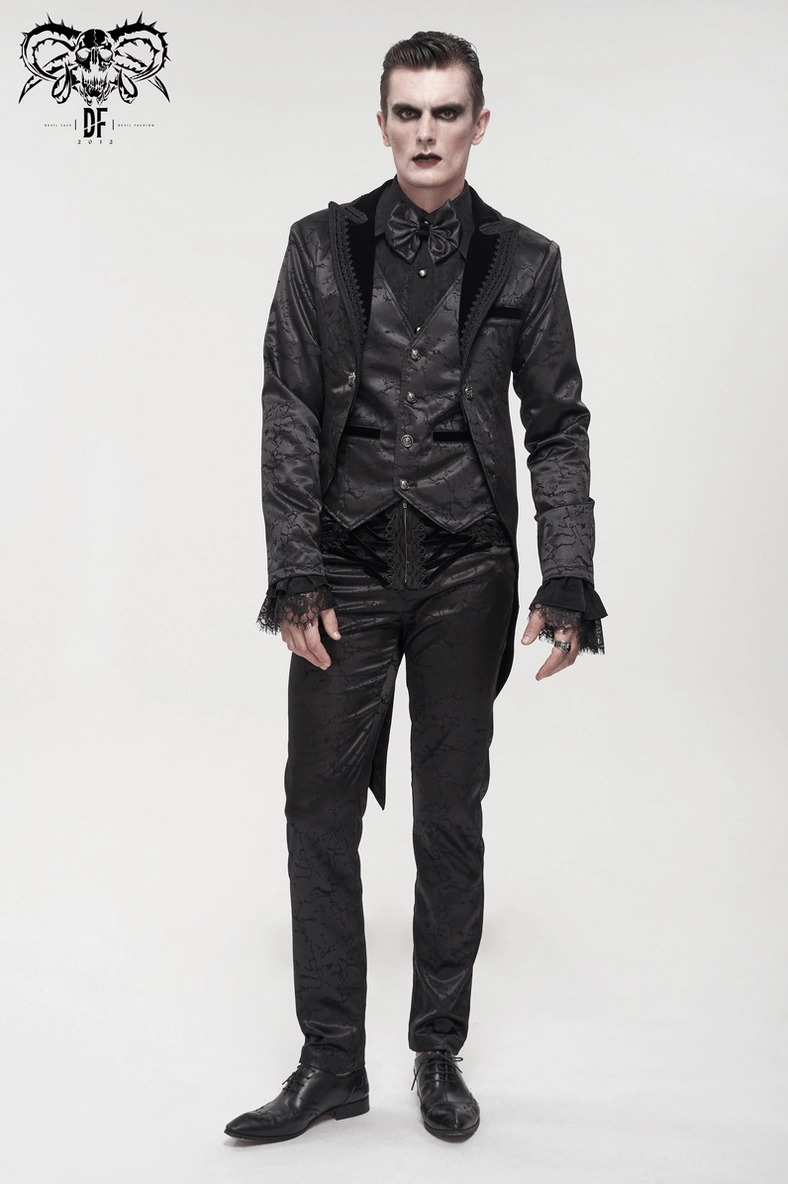 Black gothic cargo trousers showing high-rise waistline and structured silhouette for dark fashion aesthetic