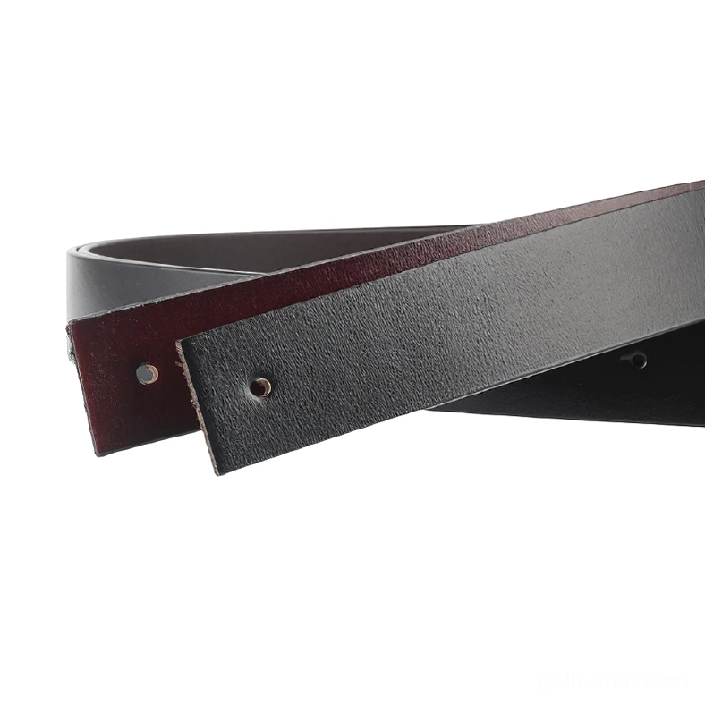 Two-tone gothic leather belt straps in black and wine red color flat lay comparison