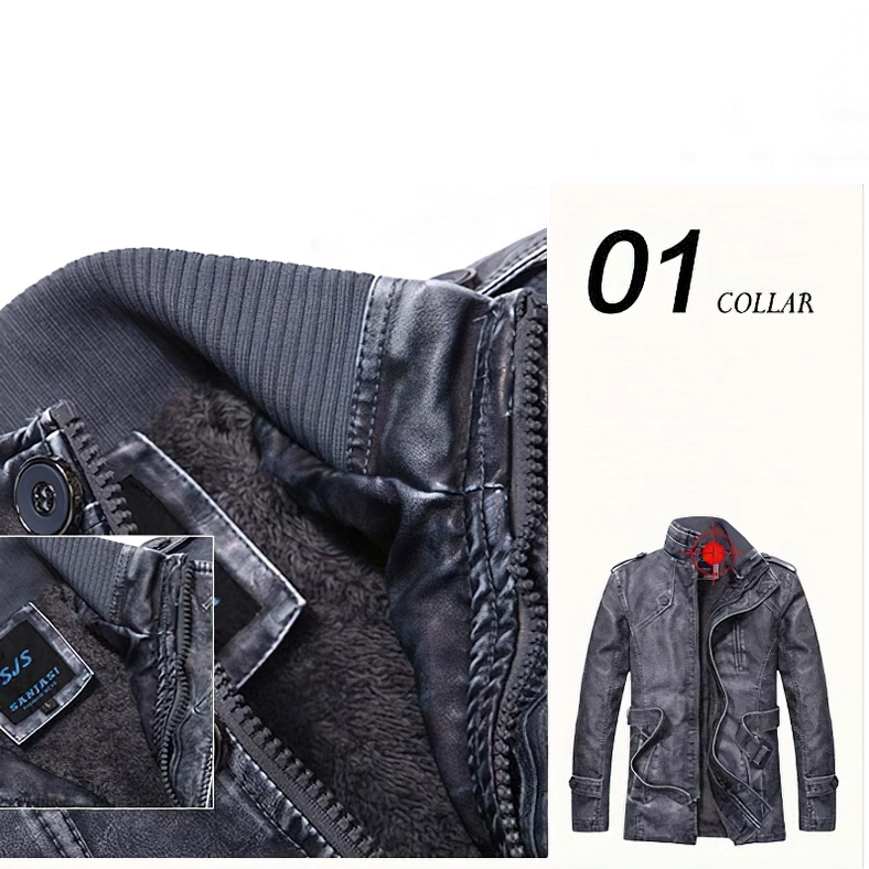 Men's gothic PU leather jacket color swatch blue variant flat lay
