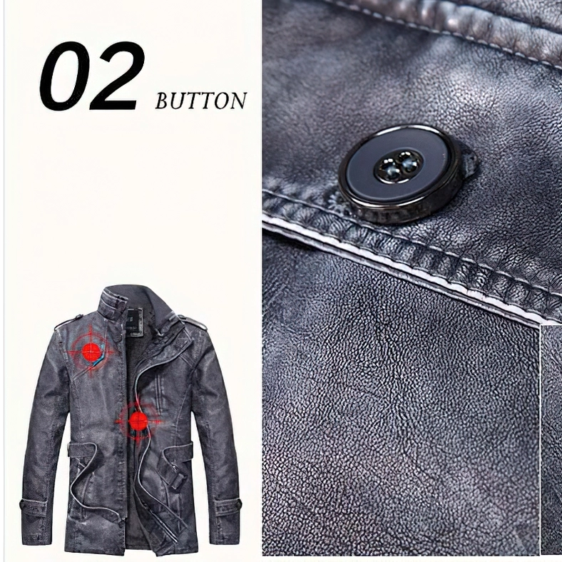 Men's gothic PU leather jacket color swatch brown variant flat lay
