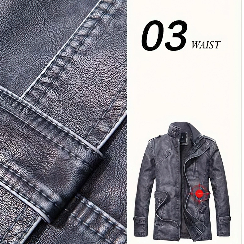 Men's gothic PU leather jacket color swatch green variant flat lay