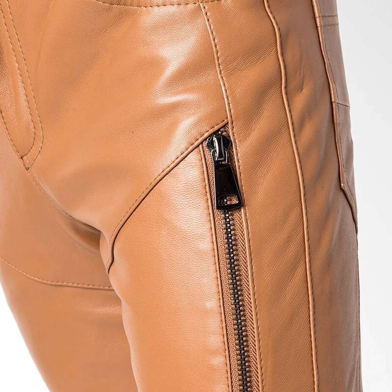 Side zipper detail genuine leather metal hardware