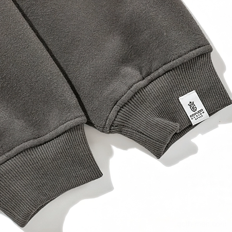 Dark gray gothic fleece hoodie demonstrating color depth and fabric finish