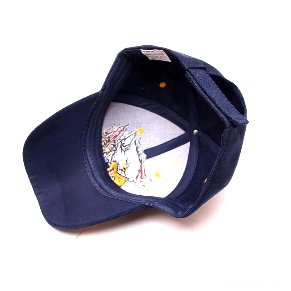 Interior lining of navy gothic military cap showing printed eagle design and inner construction detail