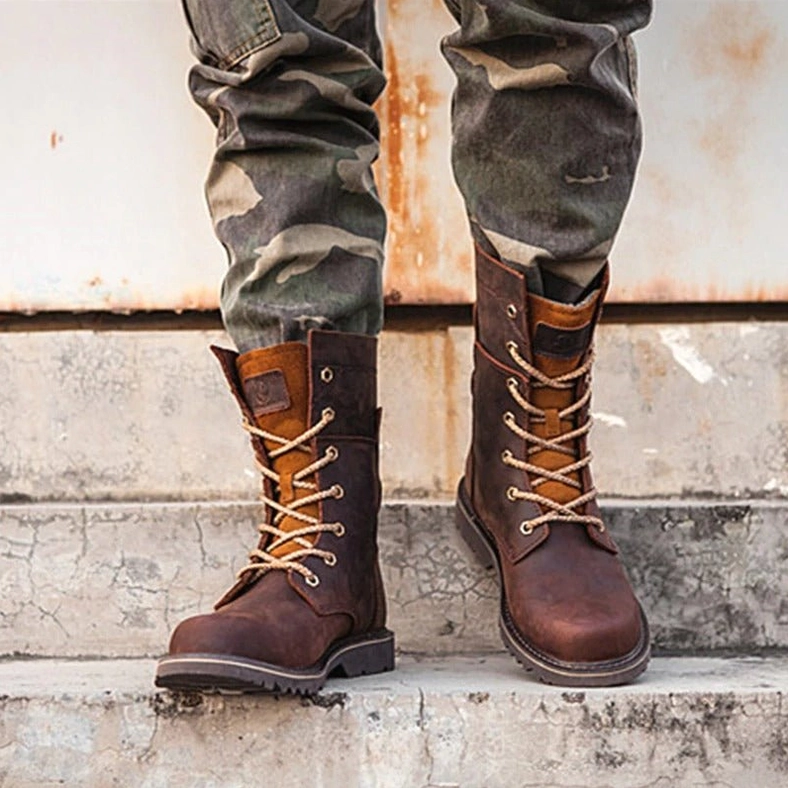 Distressed leather motorcycle ankle boots color comparison black and brown, goth aesthetic footwear