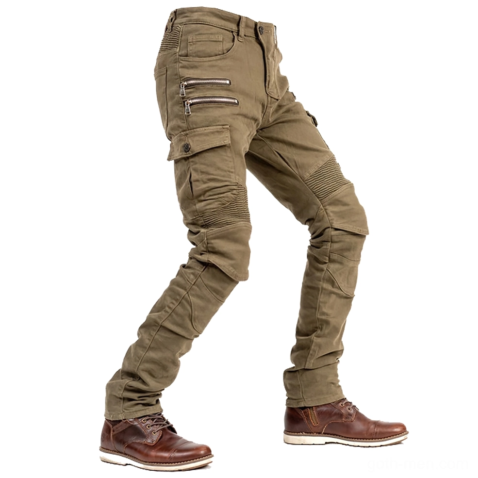 Gothic motorcycle tactical trousers waistband detail with ribbed elastic and branded tag