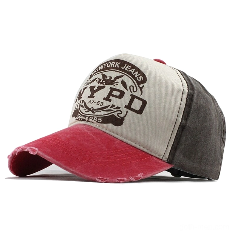 Rose brown and gray gothic distressed baseball cap with NYPD printed logo, romantic goth aesthetic