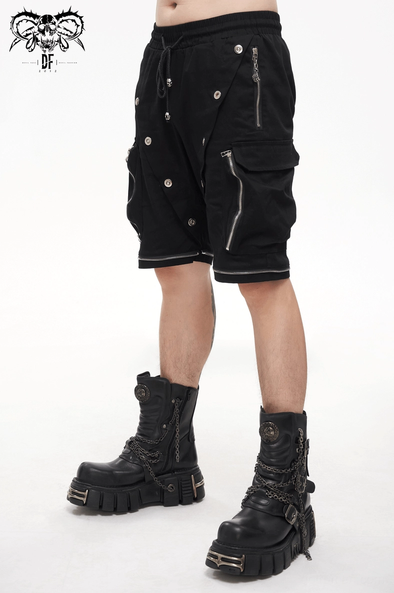 Side profile view showing cargo pants leg opening and ribbed ankle cuff construction