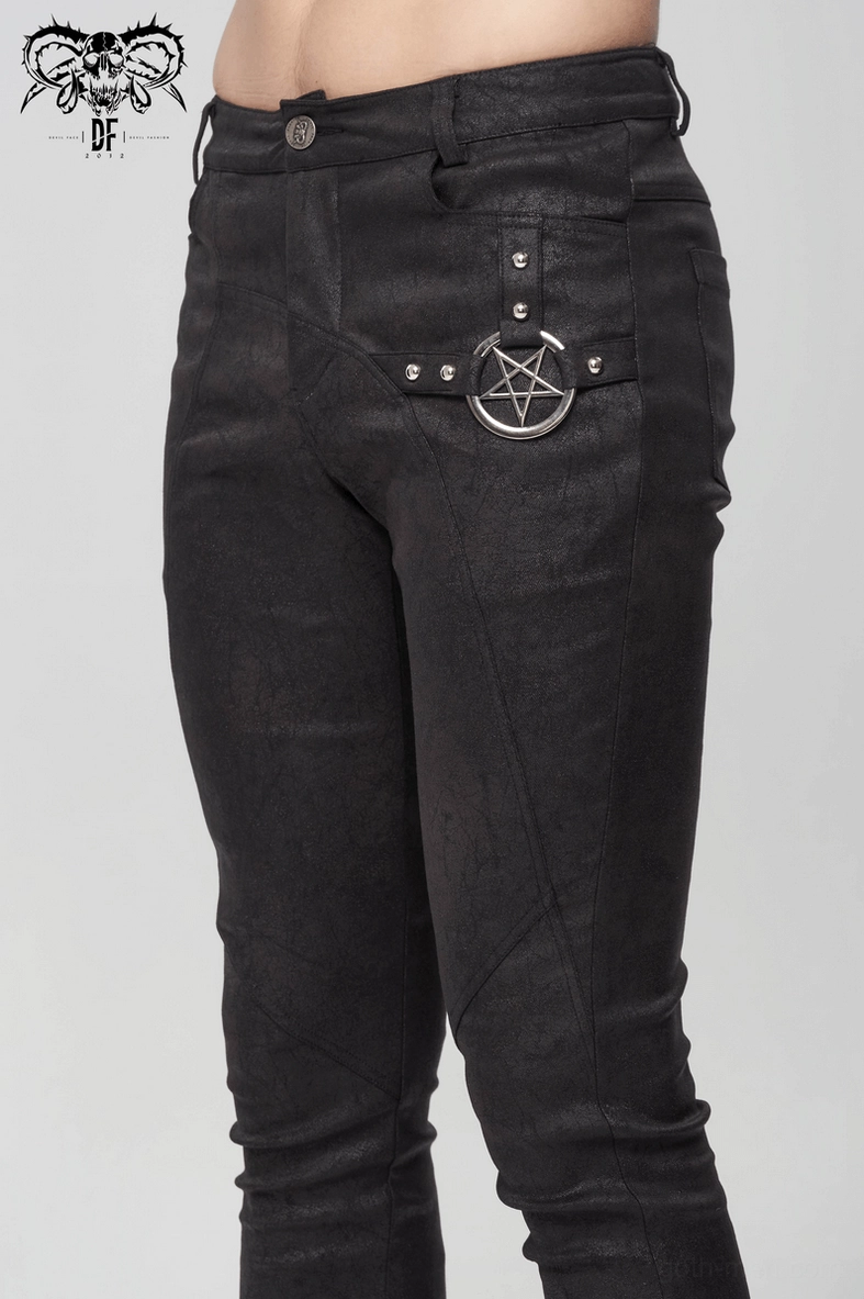 Gothic slim fit pentagram pants styling pose model alternative fashion goth