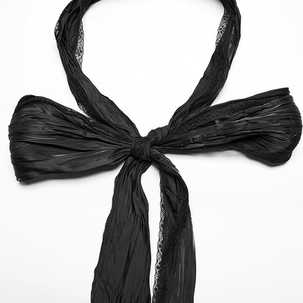 Gothic pleated shirt sizing reference flat lay with scale measurement indicators for Victorian lace-up style