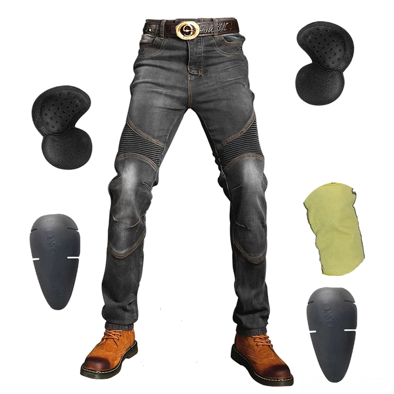 Black gothic protective biker jeans complete protective gear kit flat lay