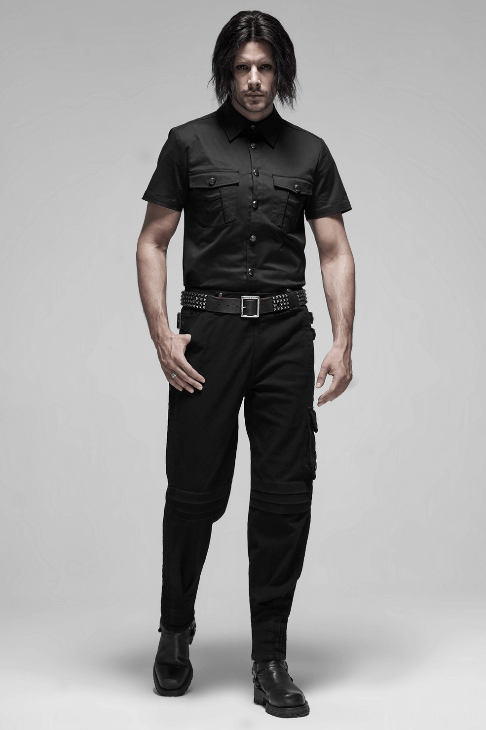How to measure black gothic punk short sleeve shirt accurate fitting guide instructions