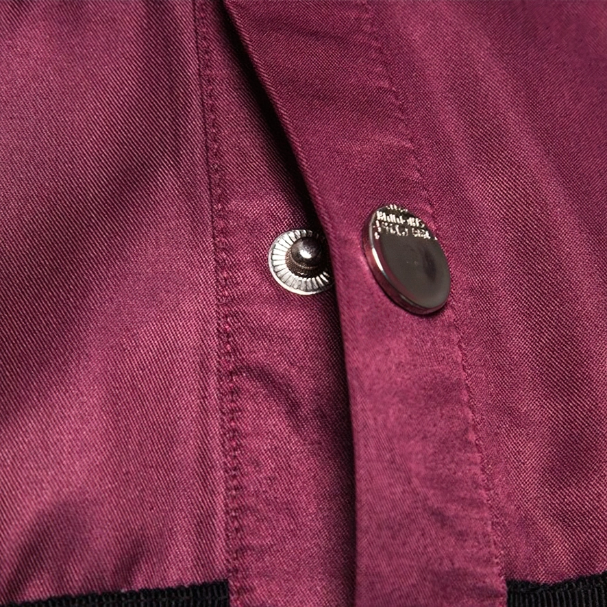 Gothic rivet long sleeve shirt flat lay burgundy showing full rivet and buckle design