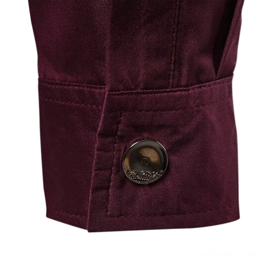 Gothic rivet shirt style detail showing metal rivet placement and industrial aesthetic construction
