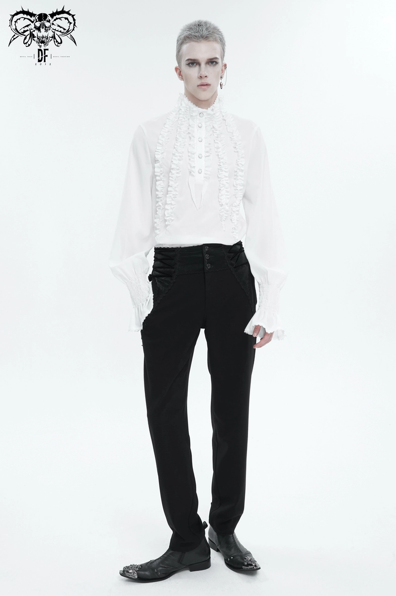 Elegant gothic ruffled white shirt formal dark aesthetic costume wear occasion