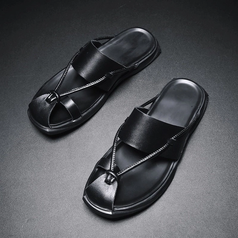 Angled view of gothic ankle-wrap sandals showcasing integrated design and comfortable fit