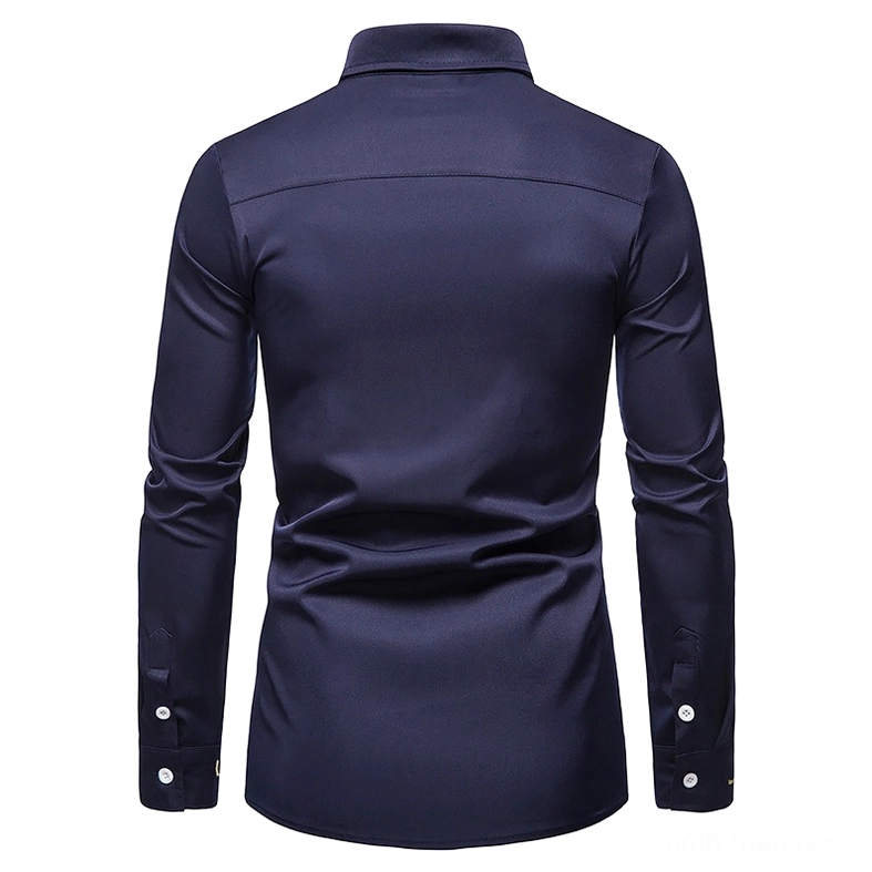 Gothic long-sleeve shirt rear view showing back silhouette with buttoned cuffs