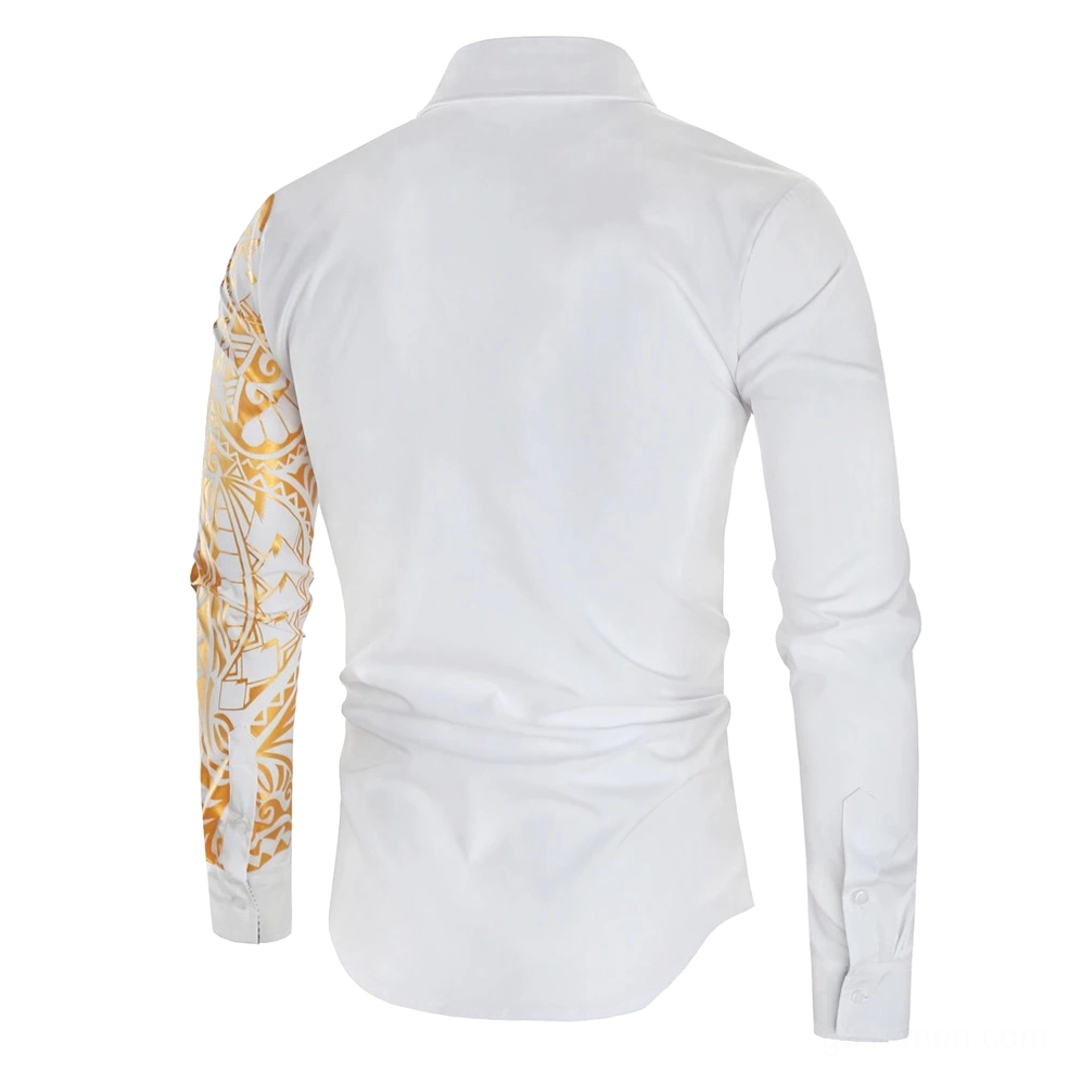 Gothic men's slim fit shirt sleeve and cuff detail with gold patterns