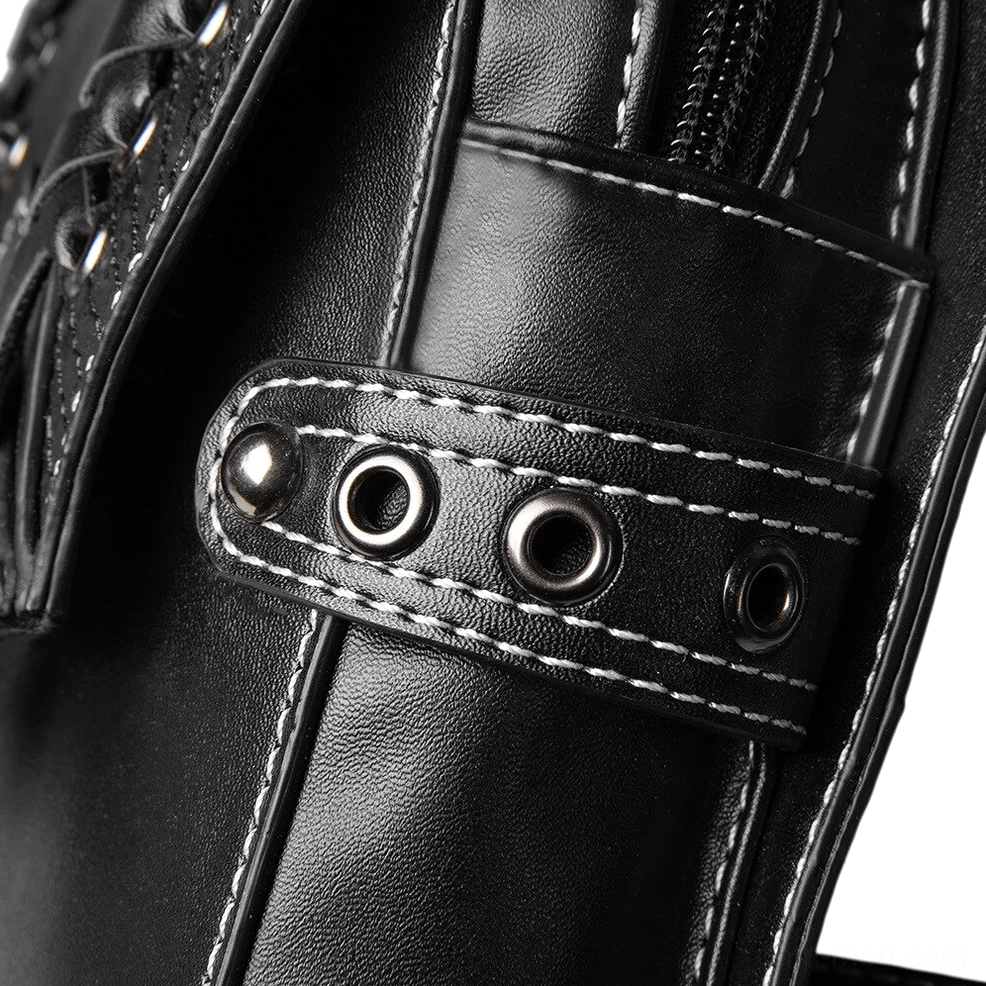 Gothic skull leather thigh bag alternative angle showcasing complete design and construction details
