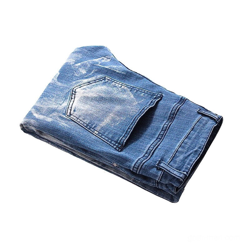 Gothic skull ghost hand print denim jeans full product showcase with multiple color variations