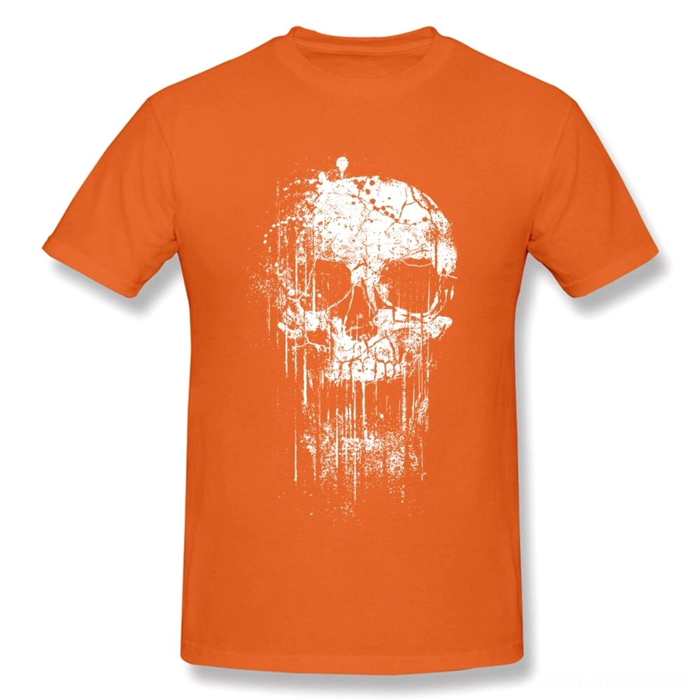 Distressed skull graphic gothic T-shirt size chart fit guide measurements
