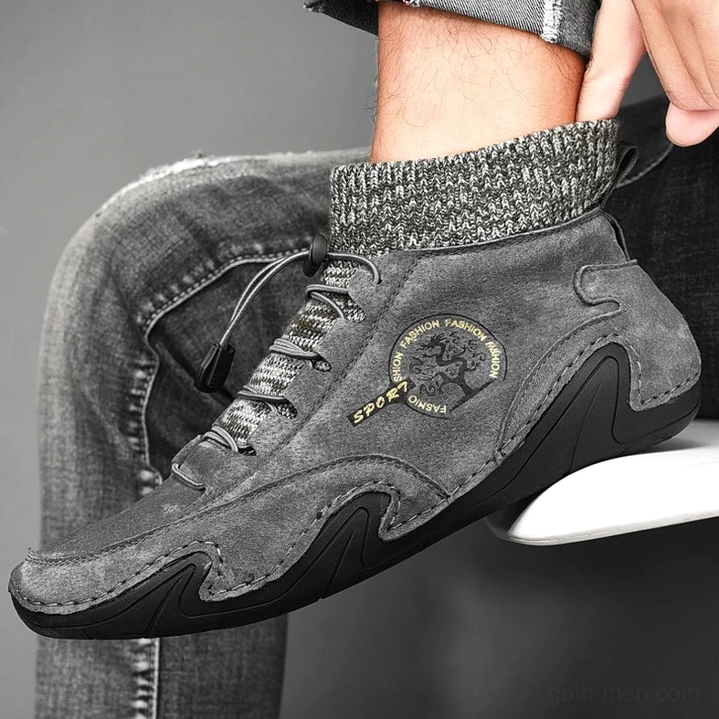 Gothic men's casual sneakers - versatile colorway options in dark aesthetic palette