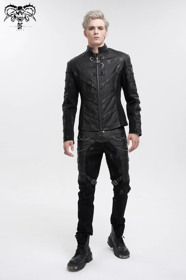 Men's gothic stand collar jacket additional styling view - alternative fashion perspective
