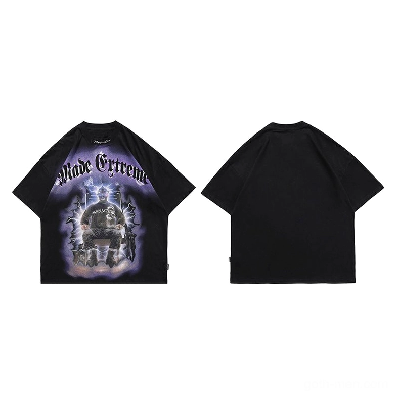 Black gothic tee front and back comparison mini sample set