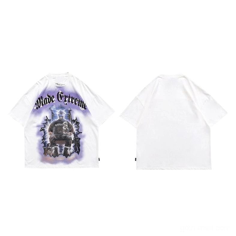 White oversized gothic tee front and back mini sample set