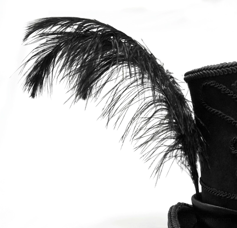 Black gothic top hat complete product view emphasizing elegant silhouette and ornamental detailing