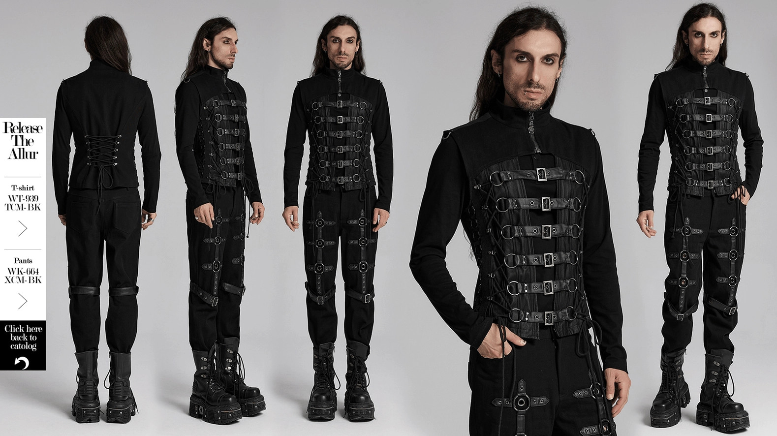 Black gothic vest layering view showing mesh panels breathability and versatile styling options