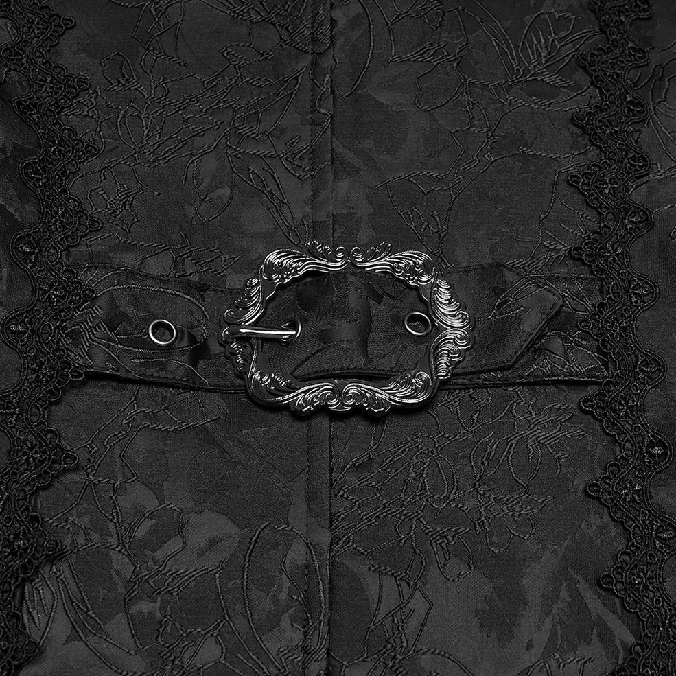 Gothic waistcoat alternative angle showing overall drape and Victorian silhouette proportions