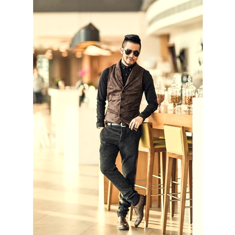Premium suede gothic waistcoat full product overview showing all key design features