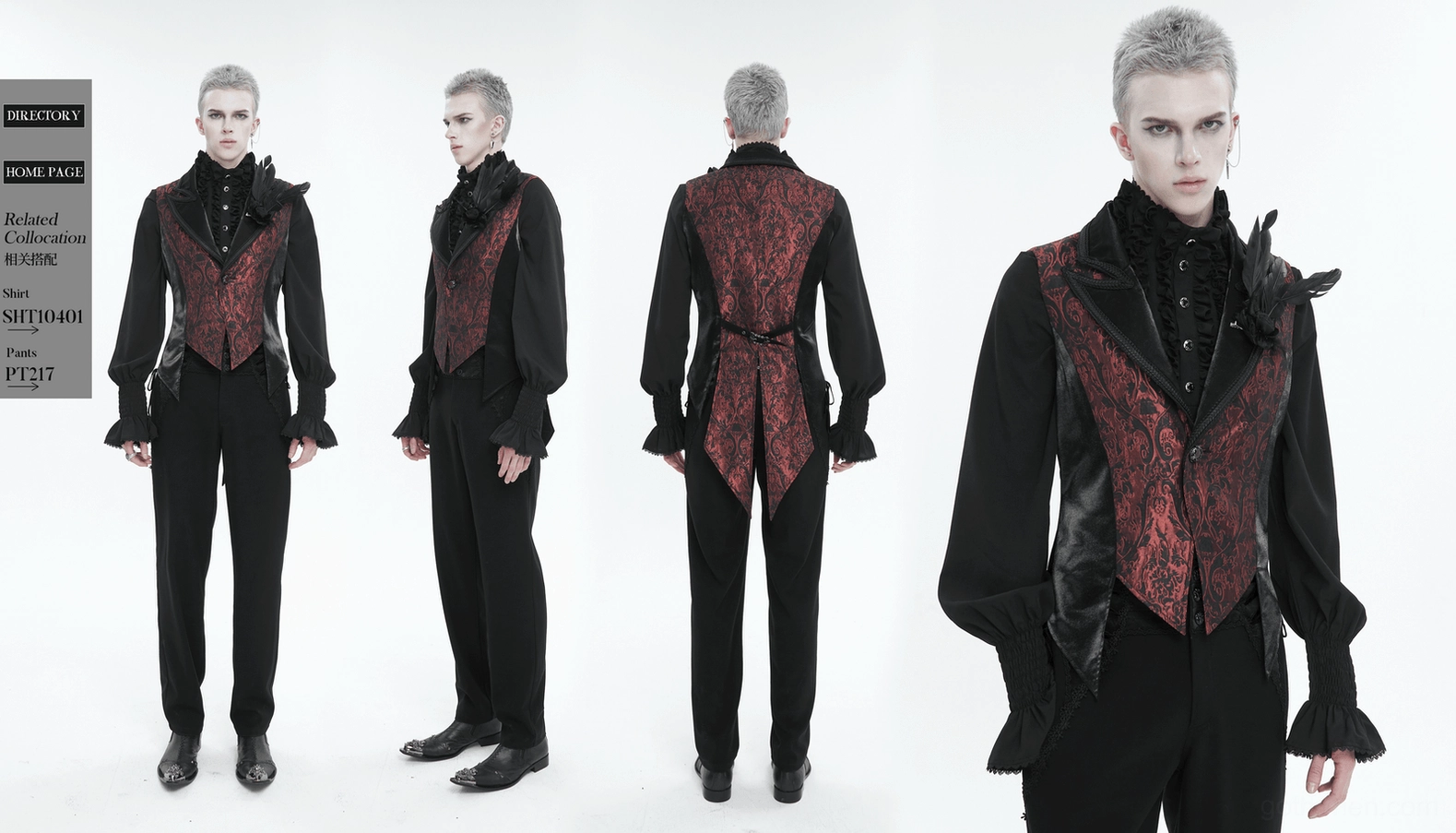 Gothic swallowtail waistcoat dramatic back hemline and tailored construction detail