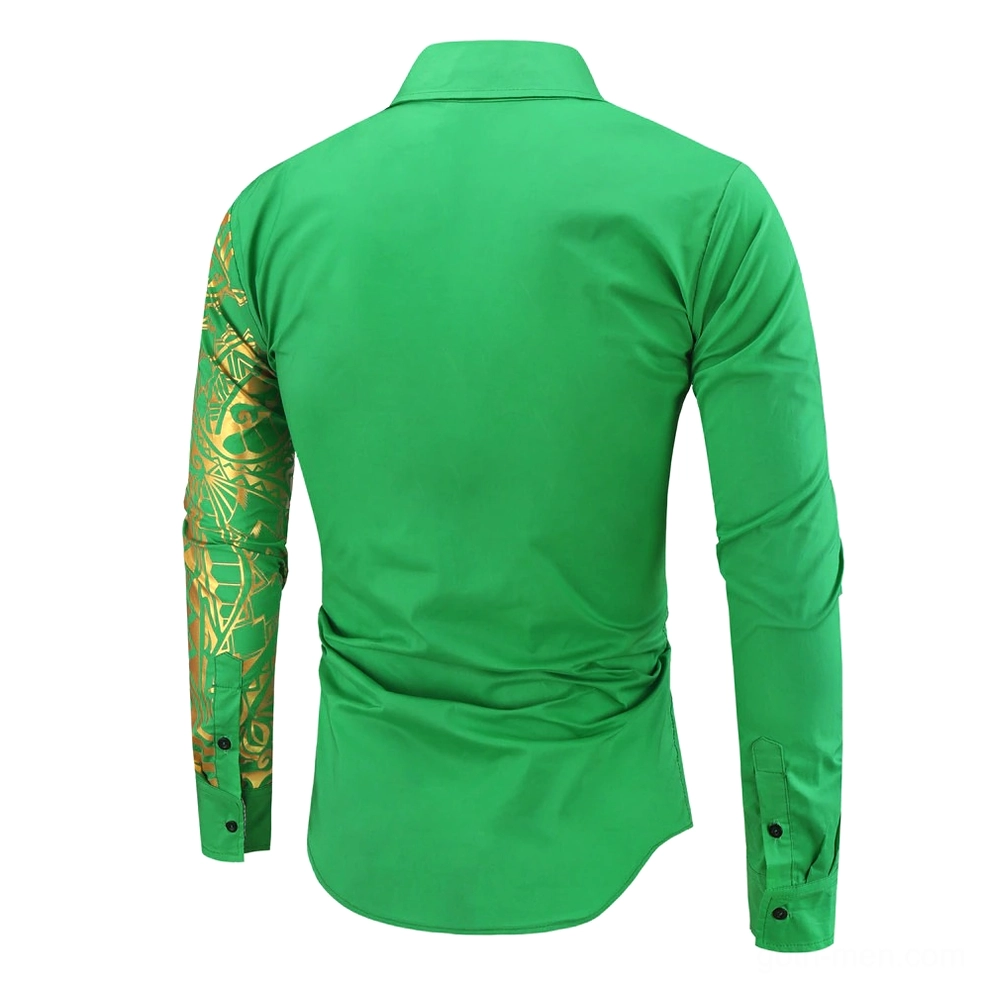 Green gothic men's shirt back view checkered lining alternative style
