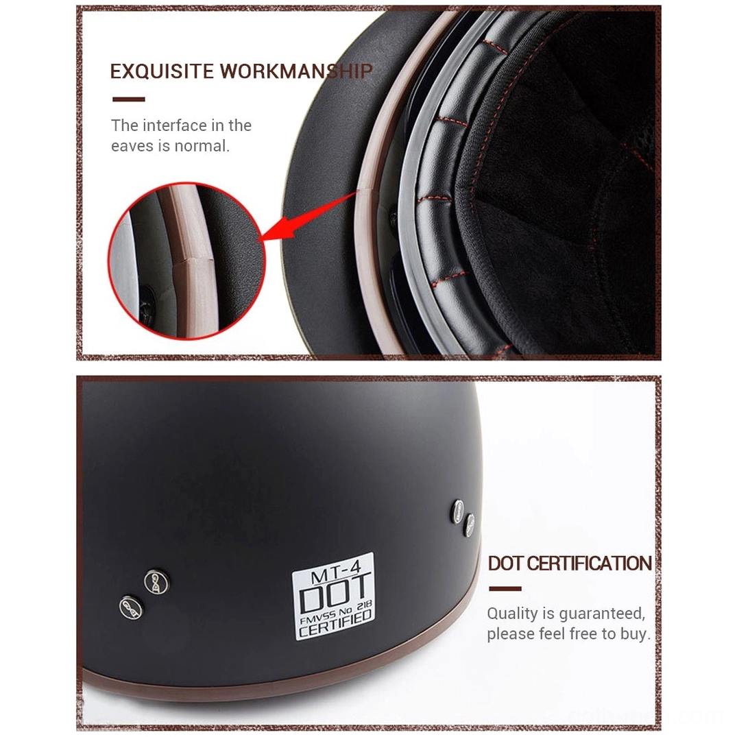 Red quick-release safety buckle helmet fastening system with durable leather strap close-up detail