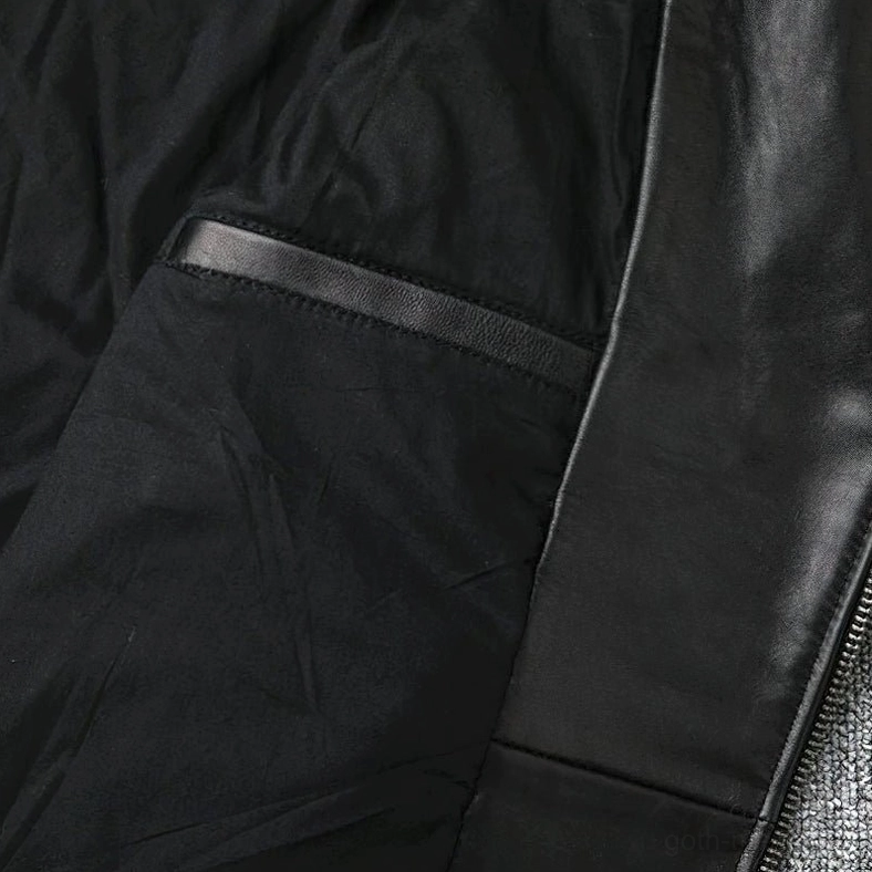 Black leather biker jacket sleeve length fit demonstration tapered cuff