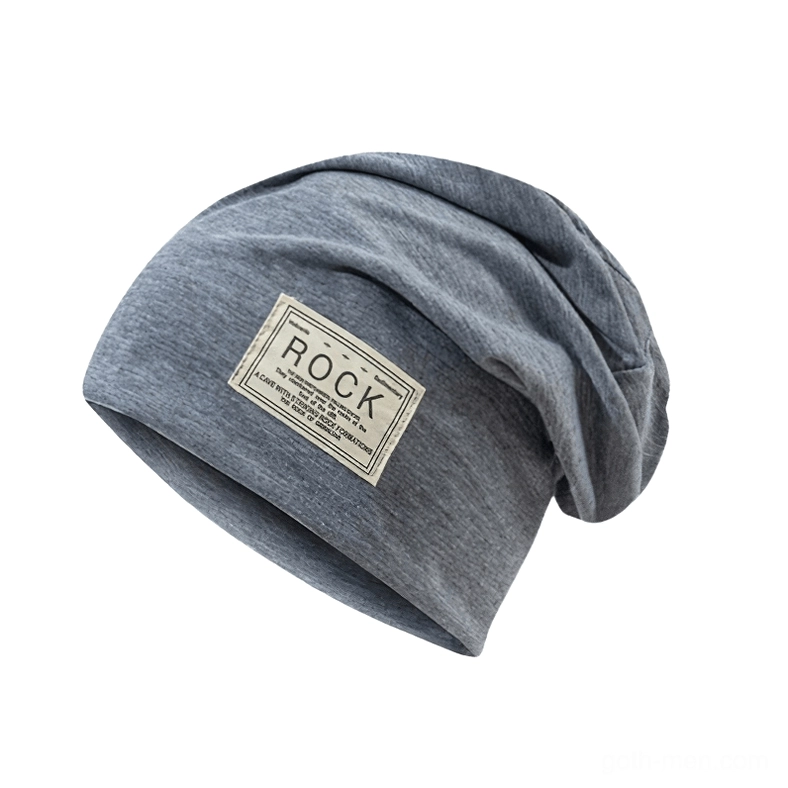 Light grey alternative slouch beanie with embroidered branding