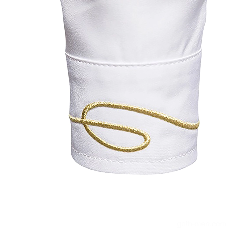 Men's gothic asymmetric embroidered shirt back shoulder and sleeve detail