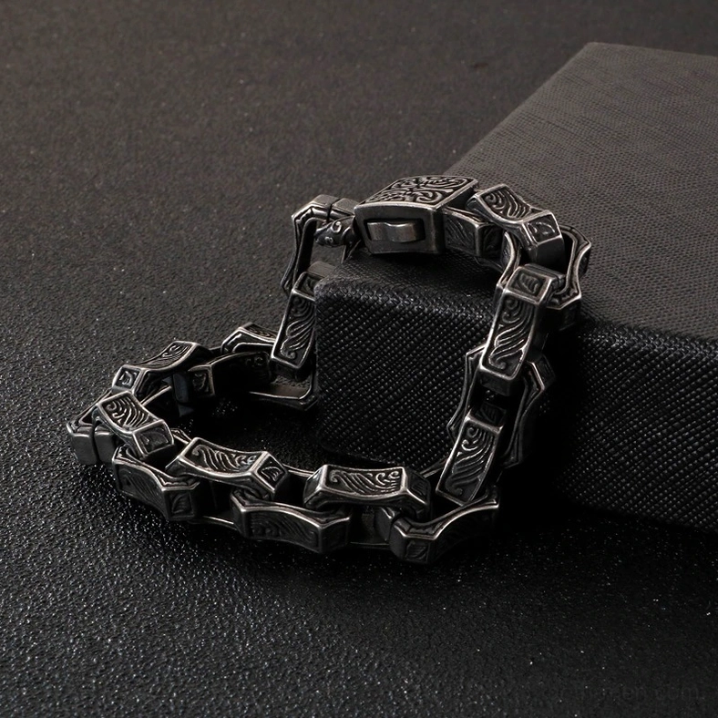 Men's gothic engraved bracelet styling guide casual wear
