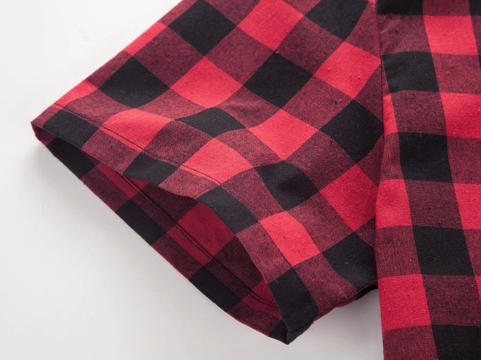 Men's gothic buffalo plaid shirt - comprehensive product view showing construction quality