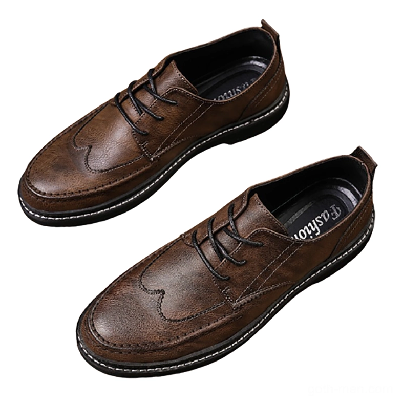 Gothic men's leather derby shoes detail shot showing premium split leather construction and craftsmanship