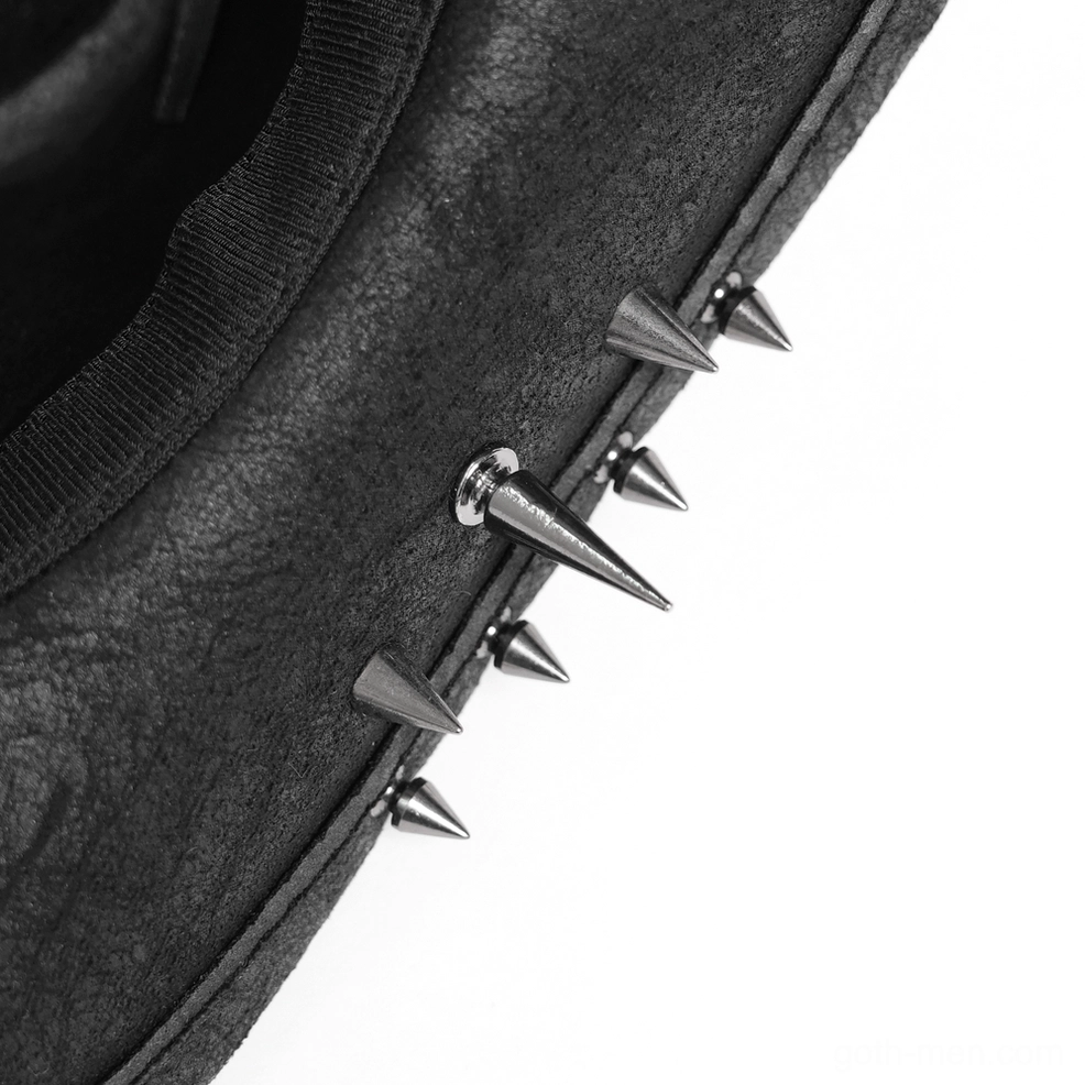 Gothic metal spike bullet trim cowboy hat dark aesthetic fashion piece for goth and punk culture