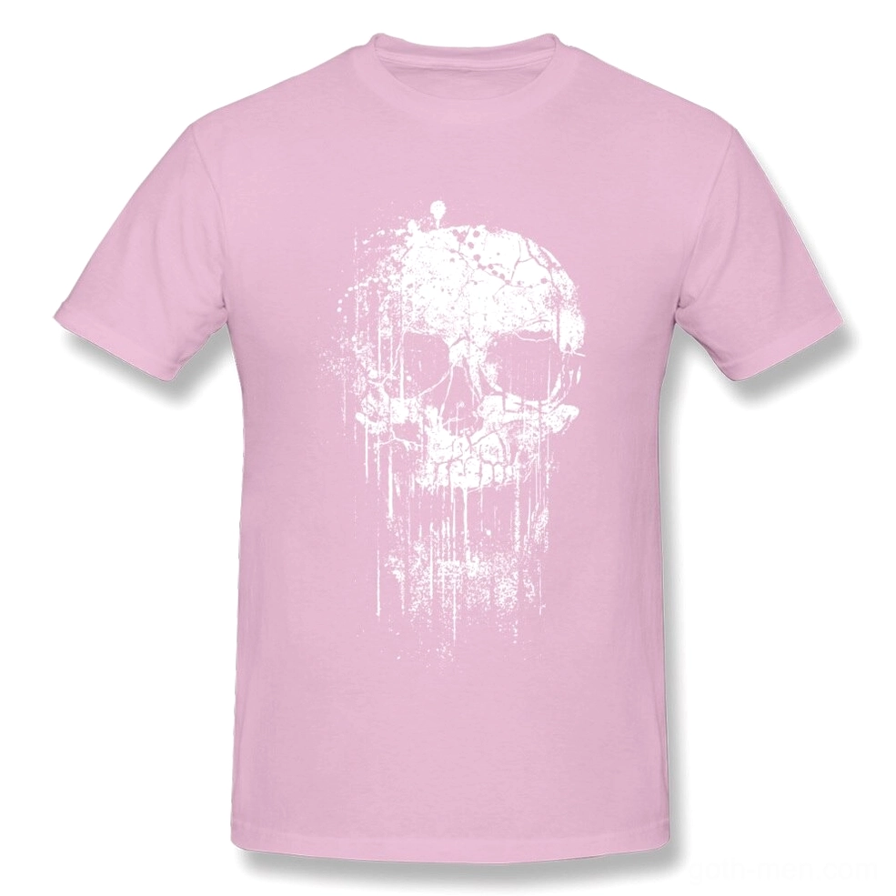 Red distressed skull print bold gothic T-shirt statement dark graphic tee